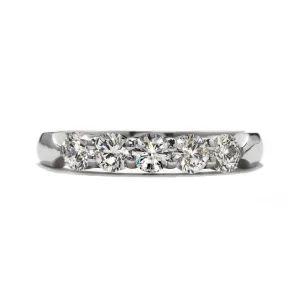 0.35ct Round Brilliant Cut Diamond 5-Stone 18ct White Gold Half Eternity Ring