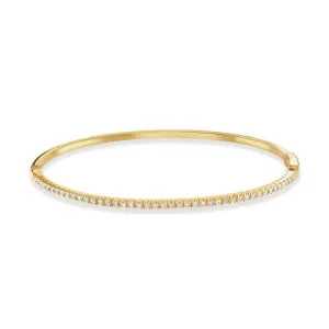 0.59ct Claw Set Round Brilliant Cut Diamond 18ct Yellow Gold Hinged Bangle