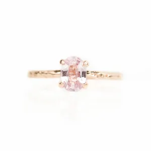 0.93ct Oval Pink Sapphire in 14k Rose Gold Evergreen Solitaire Ring