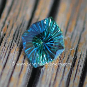 0.94 Carat Deep Blue/Green Sapphire Octagonal Shield - 7x5.9mm - Galaxy Cut