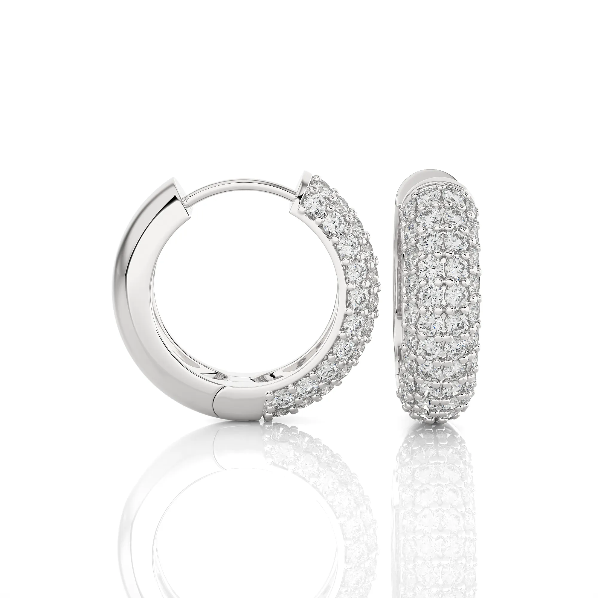 1 ctw Round Lab Grown Diamond Pave Set Huggie Hoop Earrings