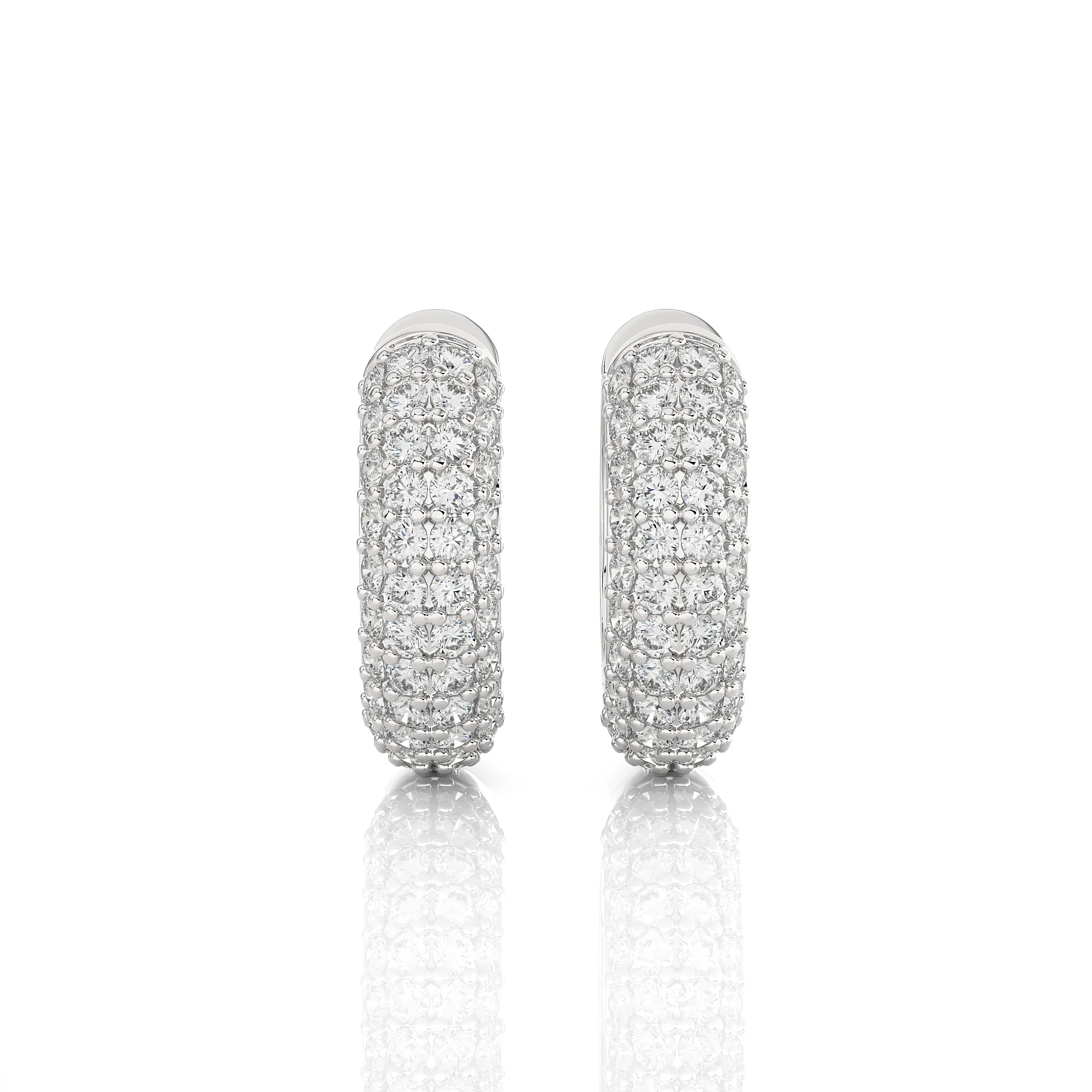 1 ctw Round Lab Grown Diamond Pave Set Huggie Hoop Earrings