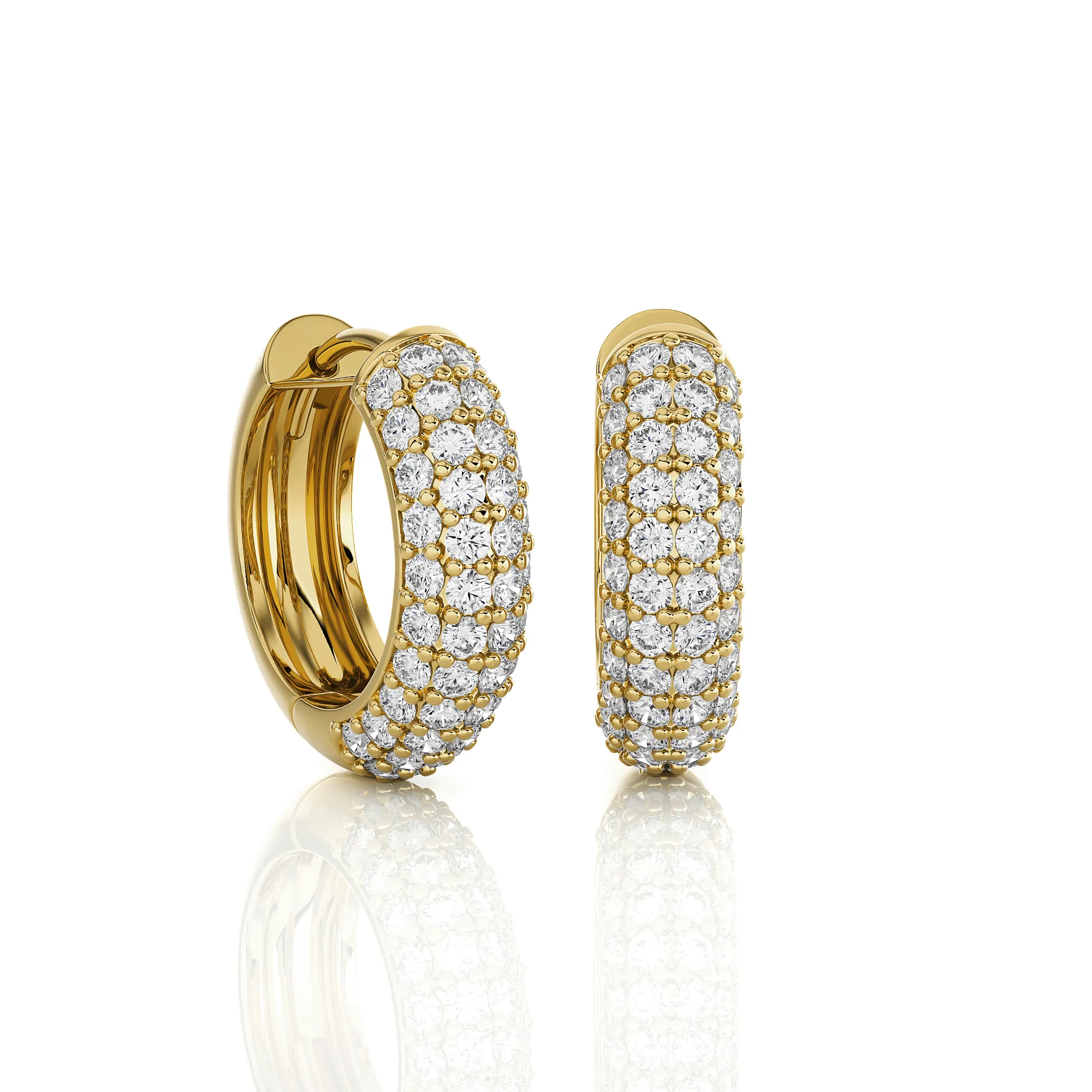 1 ctw Round Lab Grown Diamond Pave Set Huggie Hoop Earrings