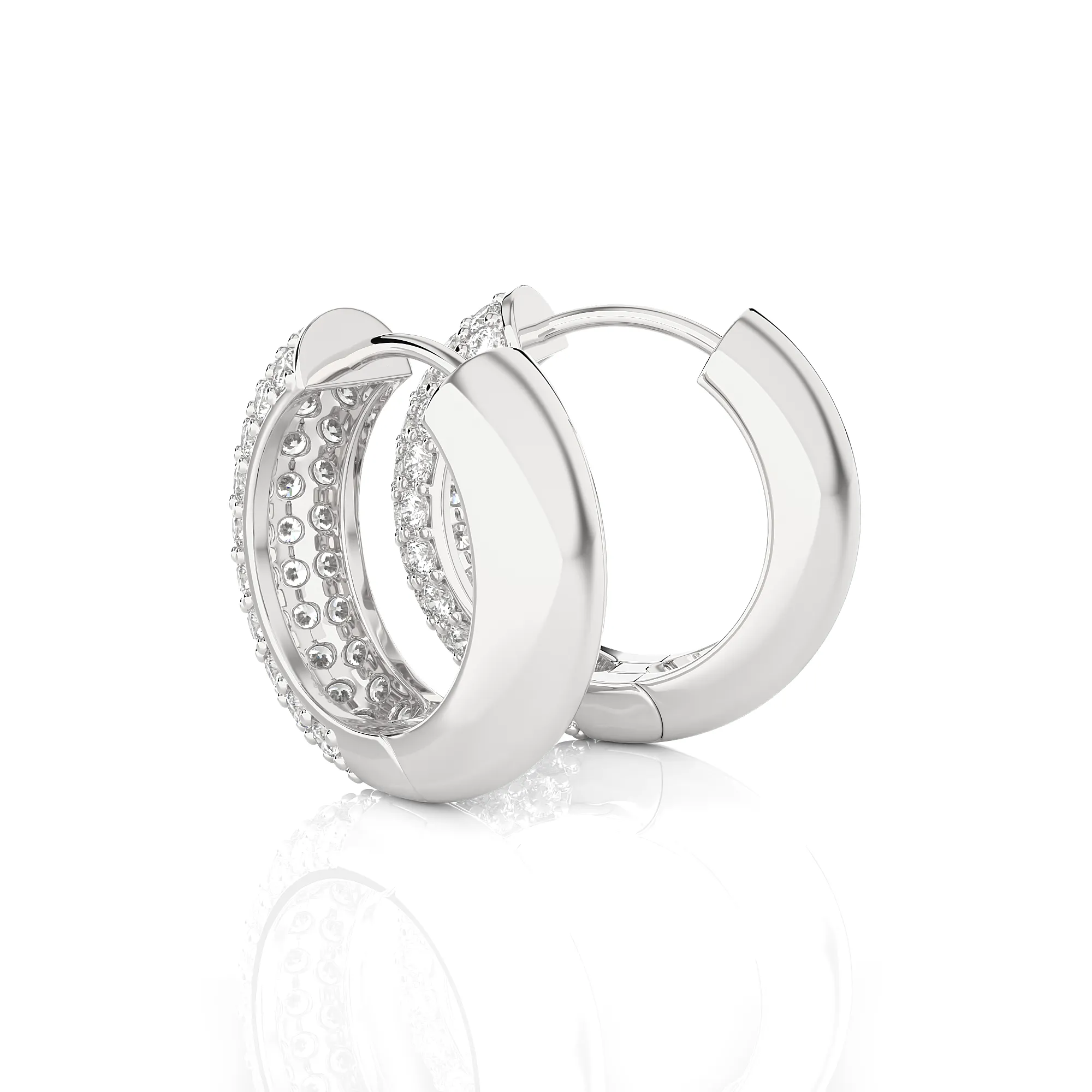 1 ctw Round Lab Grown Diamond Pave Set Huggie Hoop Earrings