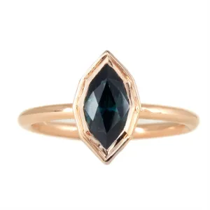 1.06ct Geometric Australian Sapphire Double Bezel Ring in 14k Rose Gold