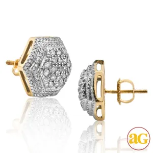 10KY 1.00CTW DIAMOND 6-SIDED DOME EARRINGS