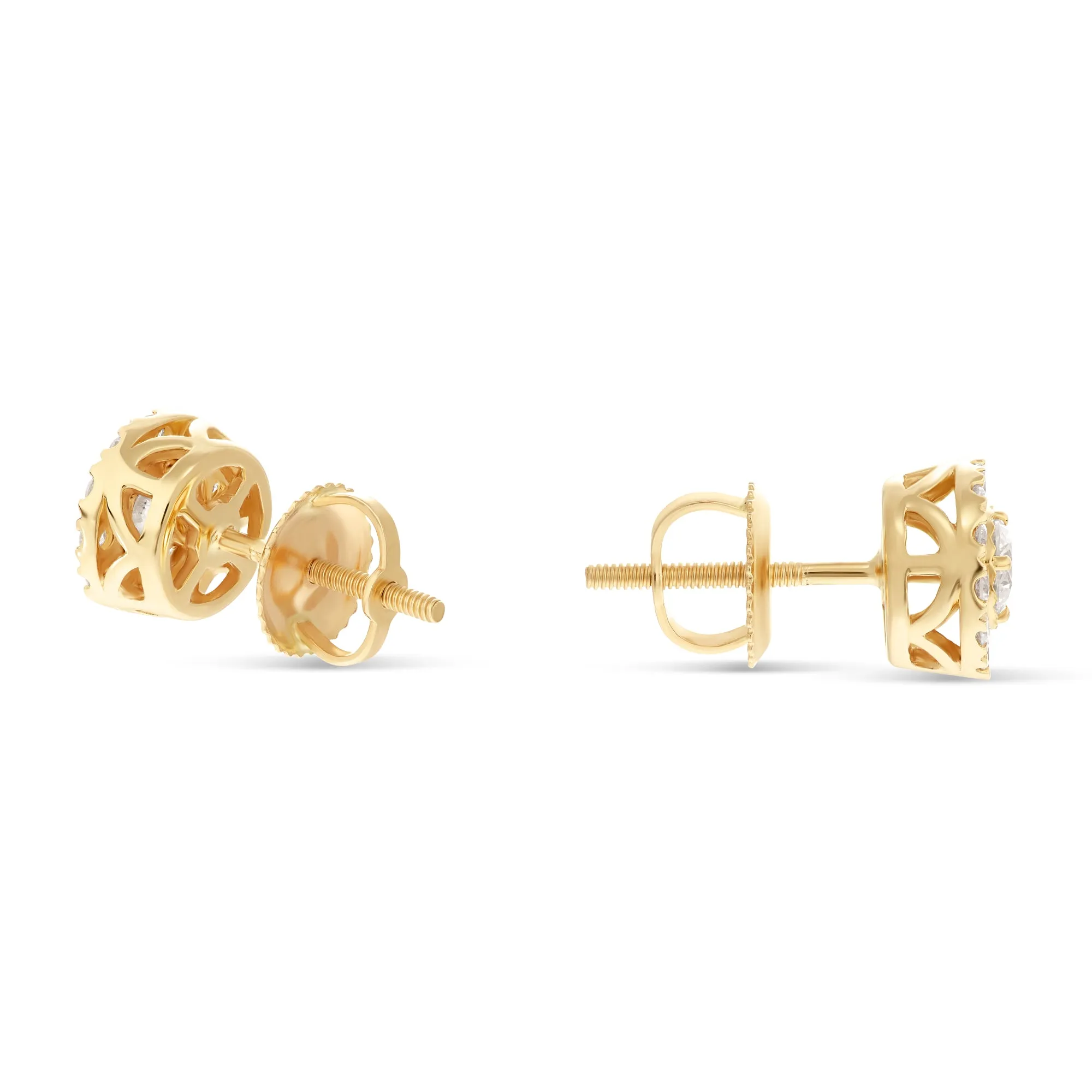 14k Gold Cluster Diamond Stud Earrings