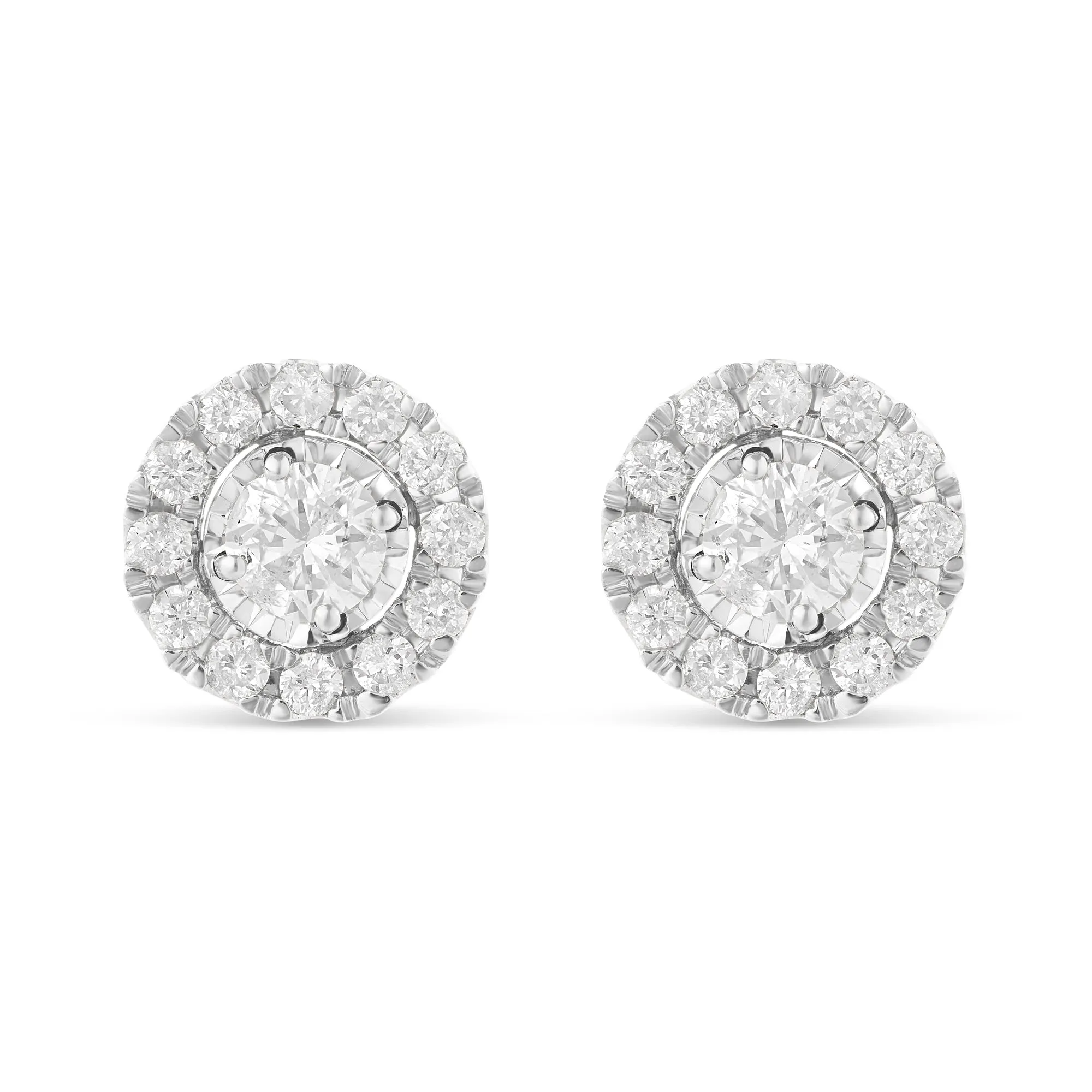 14k Gold Cluster Diamond Stud Earrings