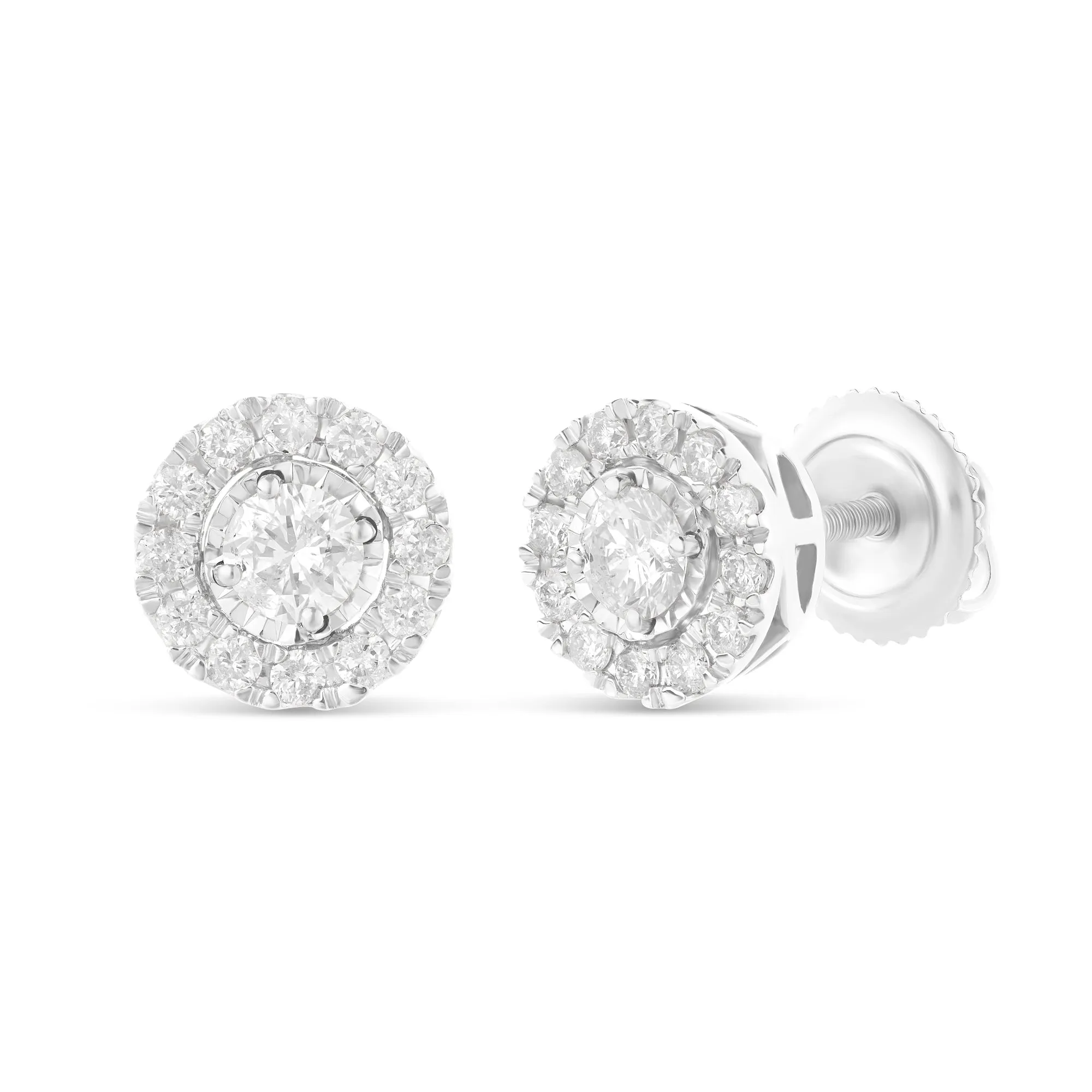 14k Gold Cluster Diamond Stud Earrings