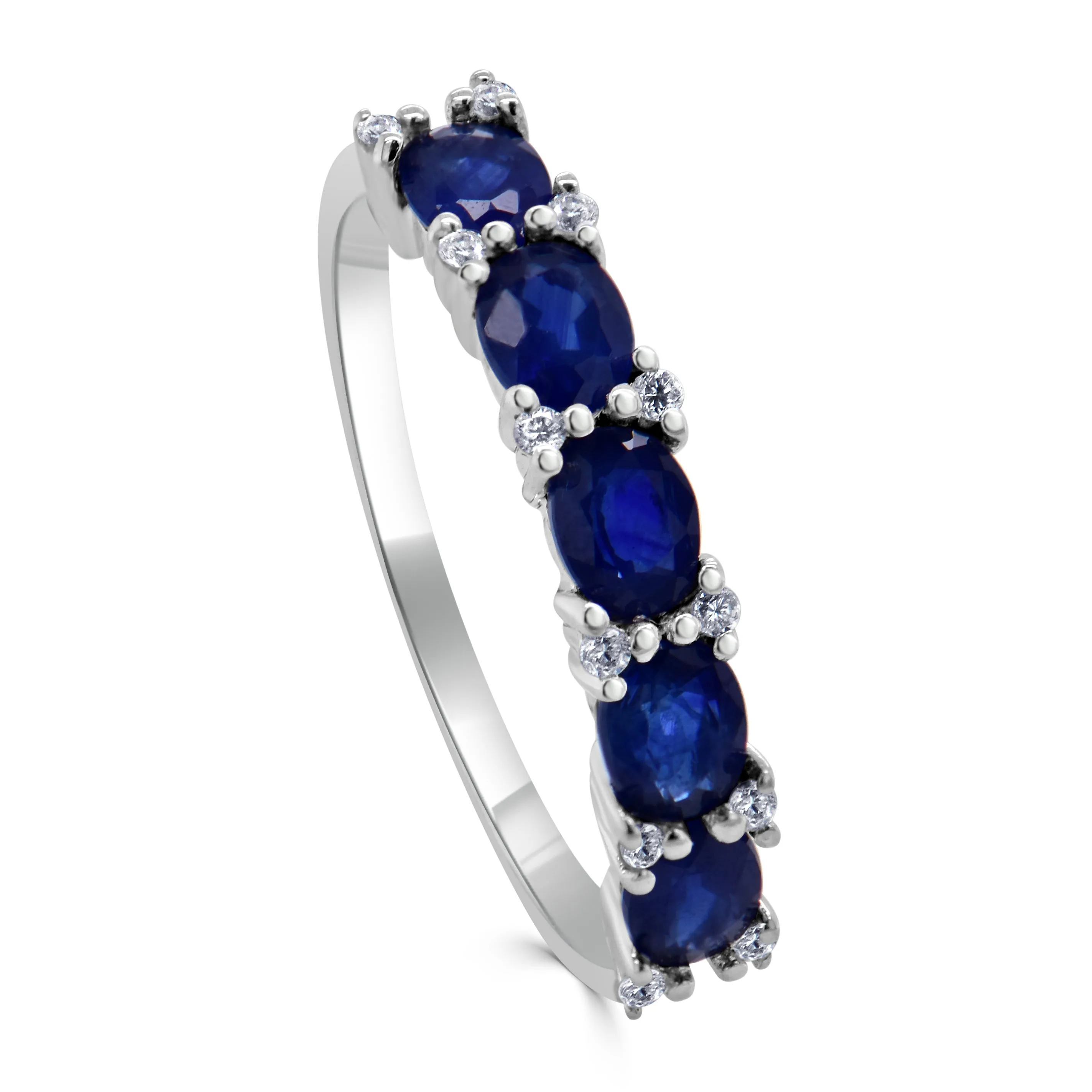 14K Gold, Diamond & Blue Sapphire Oval Ring