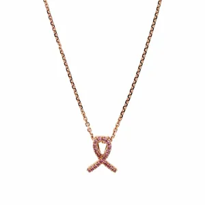 14K Rose Gold Breast Cancer Pink Sapphire Necklace