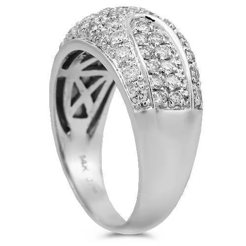 14K Solid White Gold Womens Diamond Cocktail Ring 1.00 Ctw