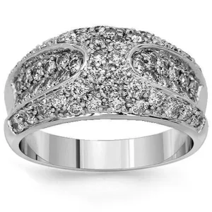 14K Solid White Gold Womens Diamond Cocktail Ring 1.00 Ctw