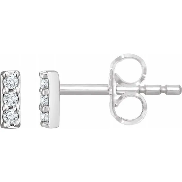 14K White .05 CTW Natural Diamond Bar Earrings