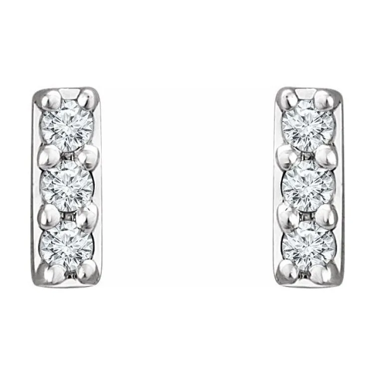 14K White .05 CTW Natural Diamond Bar Earrings