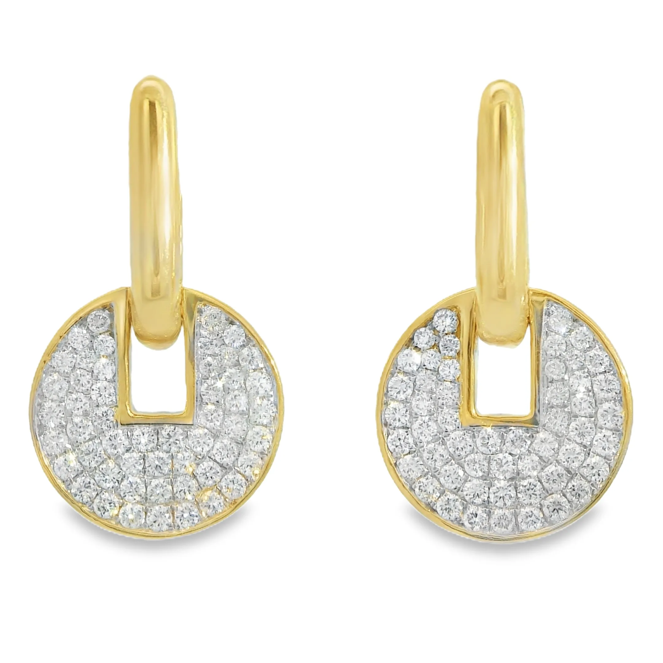 14K White & Yellow Natural Diamond Dangle Earrings