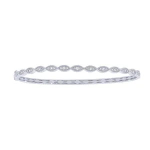 14K White Gold 1/3Ct Marquise Patterened Bangle