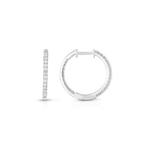 14K White Gold Diamond Inside & Outside Hoop Earrings