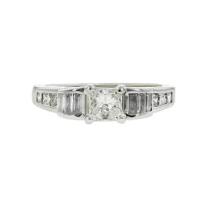 14K White Gold Princess-Cut Diamond Engagement Ring