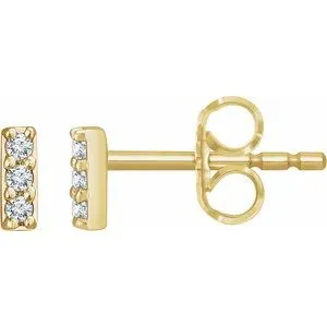 14K Yellow .05 CTW Natural Diamond Bar Earrings