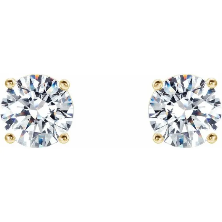 14K Yellow 1 1/2 CTW Lab-Grown Diamond 4-Prong Stud Earrings