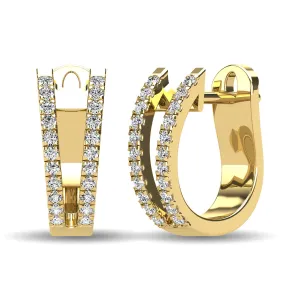 14K Yellow Gold 1/4 Ct.Tw. Diamond  Huggies Earrings