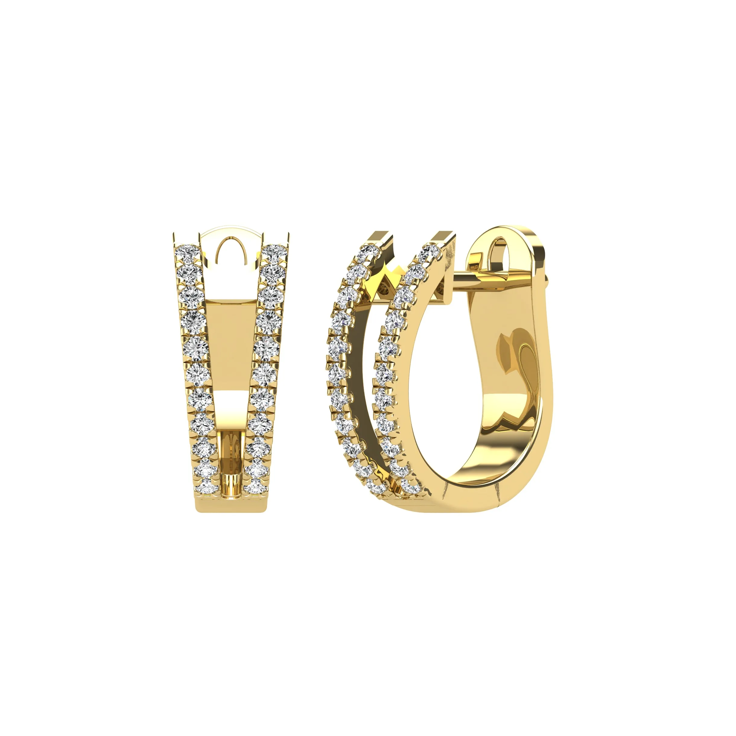 14K Yellow Gold 1/4 Ct.Tw. Diamond  Huggies Earrings