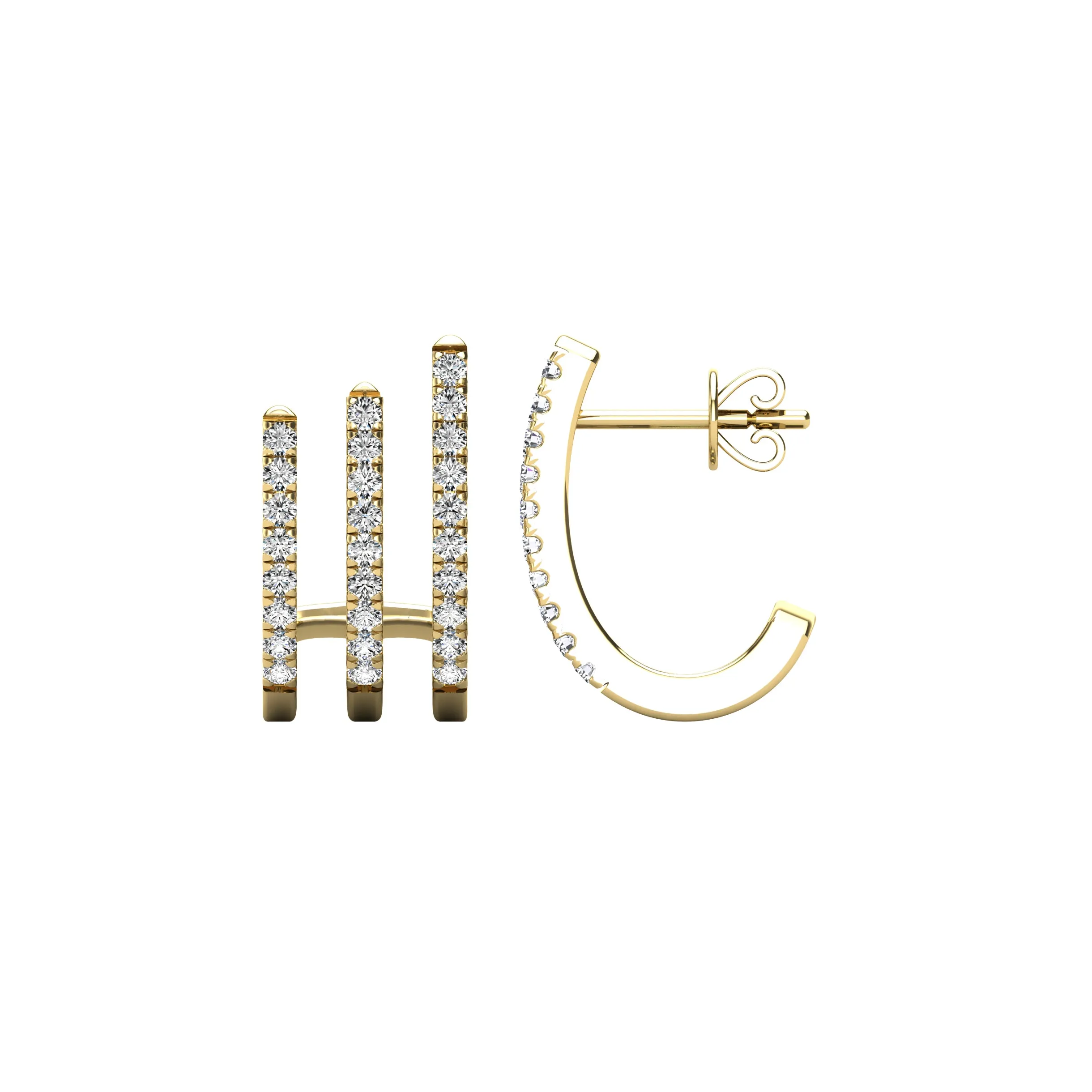 14K Yellow Gold 1/4 Ct.Tw. Diamond  Huggies Earrings