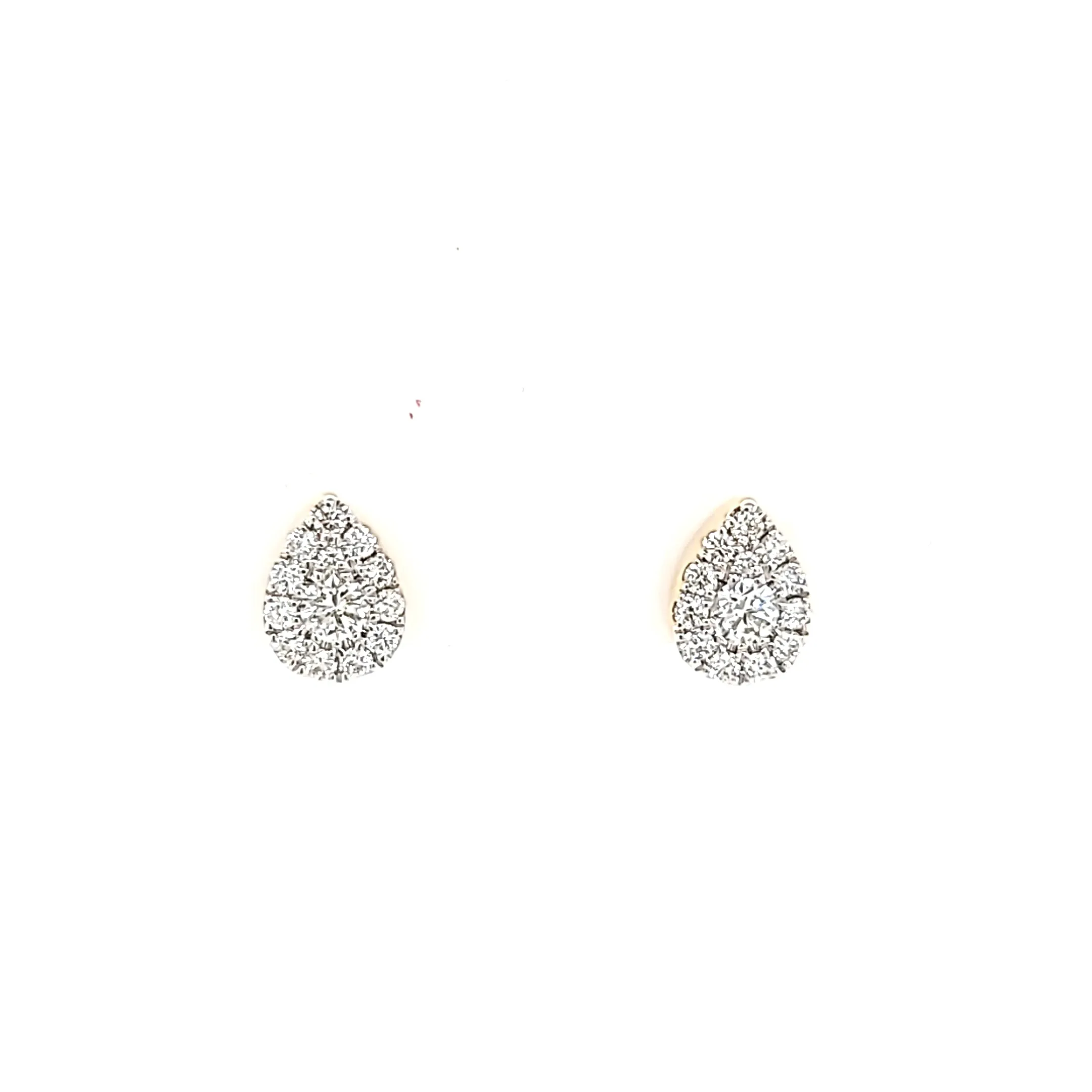 14k Yellow Gold Pear Shaped Diamond Stud Earrings (I7543)