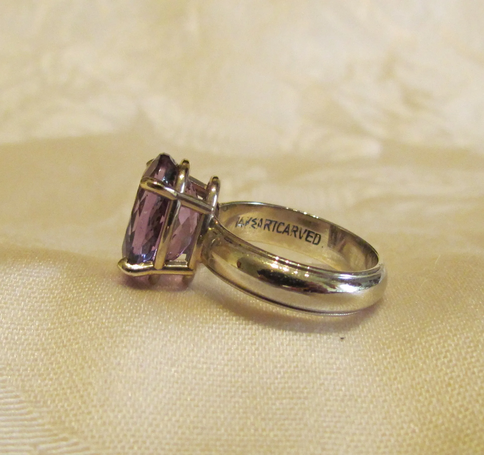 14Kt White Gold Ring 5.90ct Amethyst Ring High Fashion Bruce Magnotti Cocktail Ring Fine Jewelry Size 7 3/4