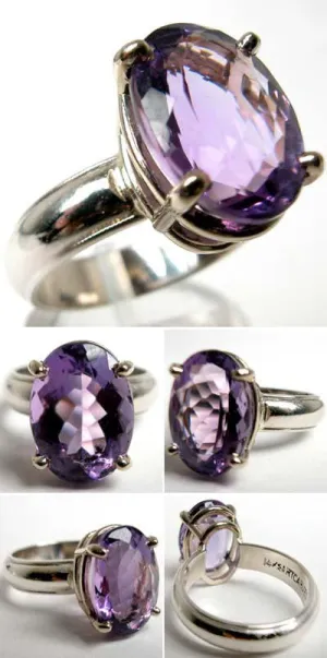 14Kt White Gold Ring 5.90ct Amethyst Ring High Fashion Bruce Magnotti Cocktail Ring Fine Jewelry Size 7 3/4