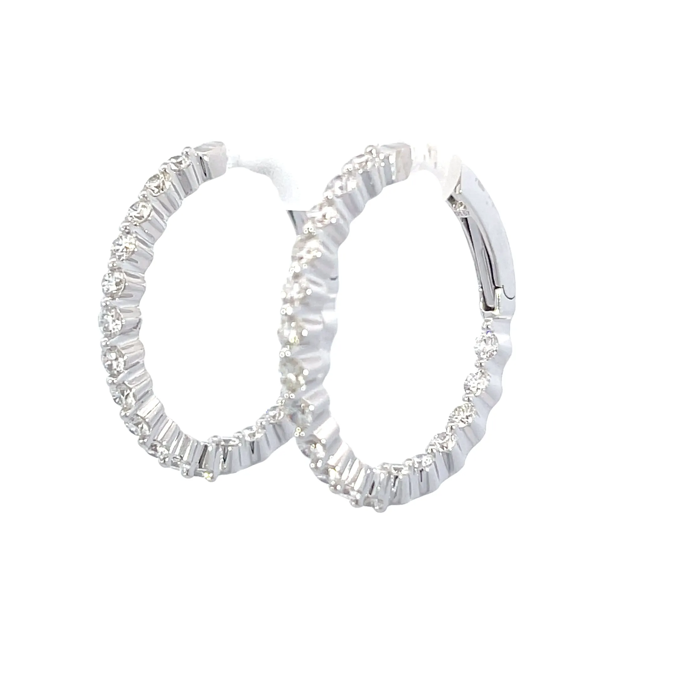 14KW Diamond Hoop Earrings