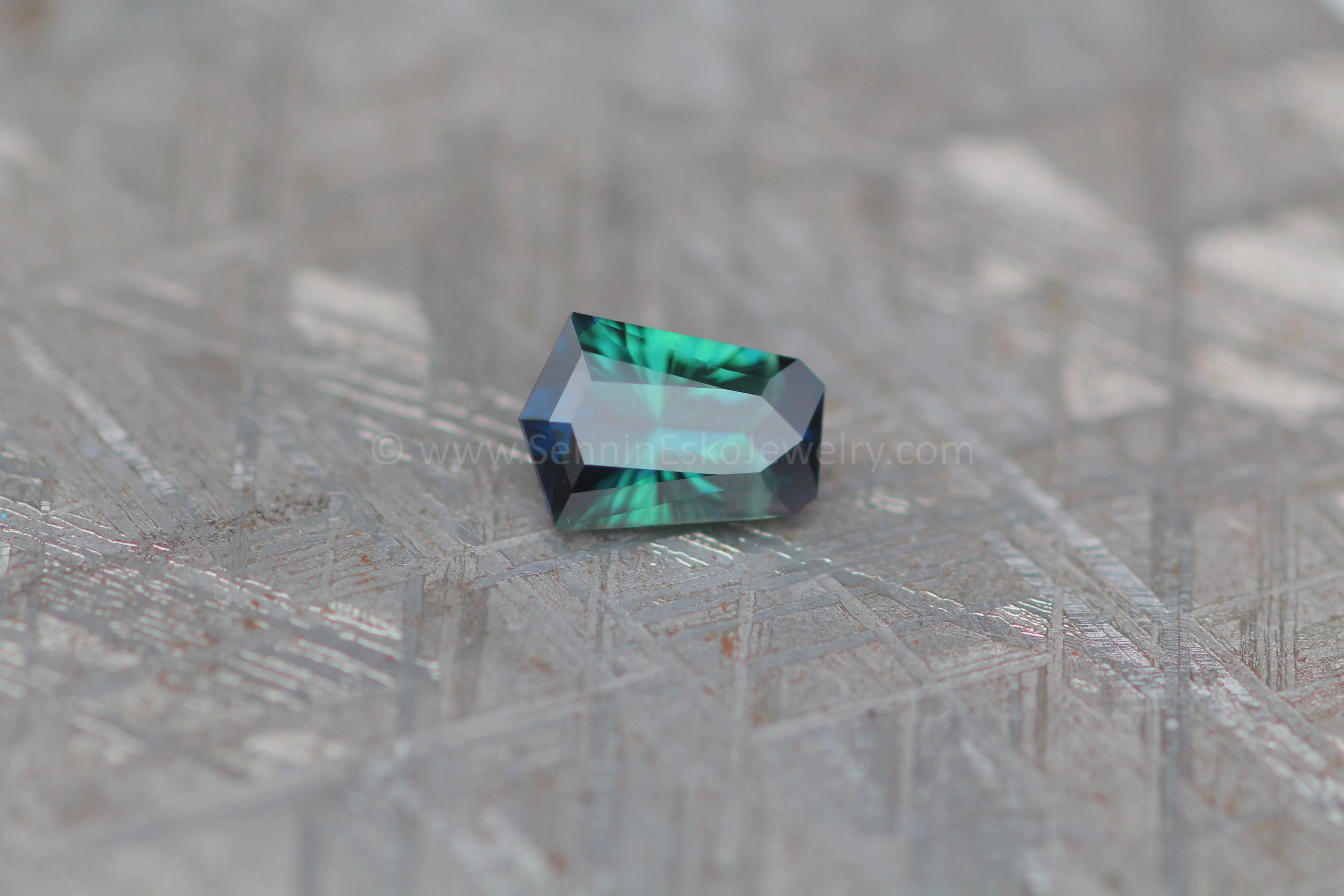 1.68 Carat Inky Green/Blue Kenyan Sapphire Heptagon - 8.2x5.7mm, Fantasy Cut