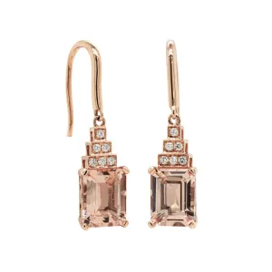 18ct Rose Gold 4.32ct Morganite & Diamond Maya Earrings