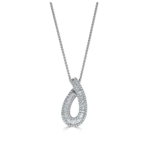 18ct White Gold Tapered Baguette Cut Diamond Pendant