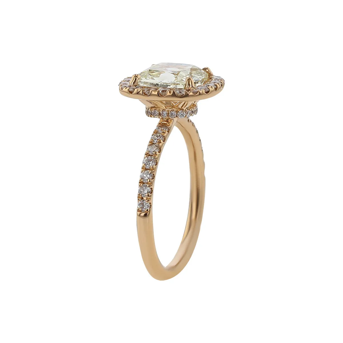 18K Gold Cushion-cut Diamond Halo Engagement Ring