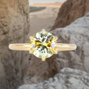 1.96ct Round Bicolor Yellow Blue Montana Sapphire Lotus Solitaire in 18k Yellow Gold