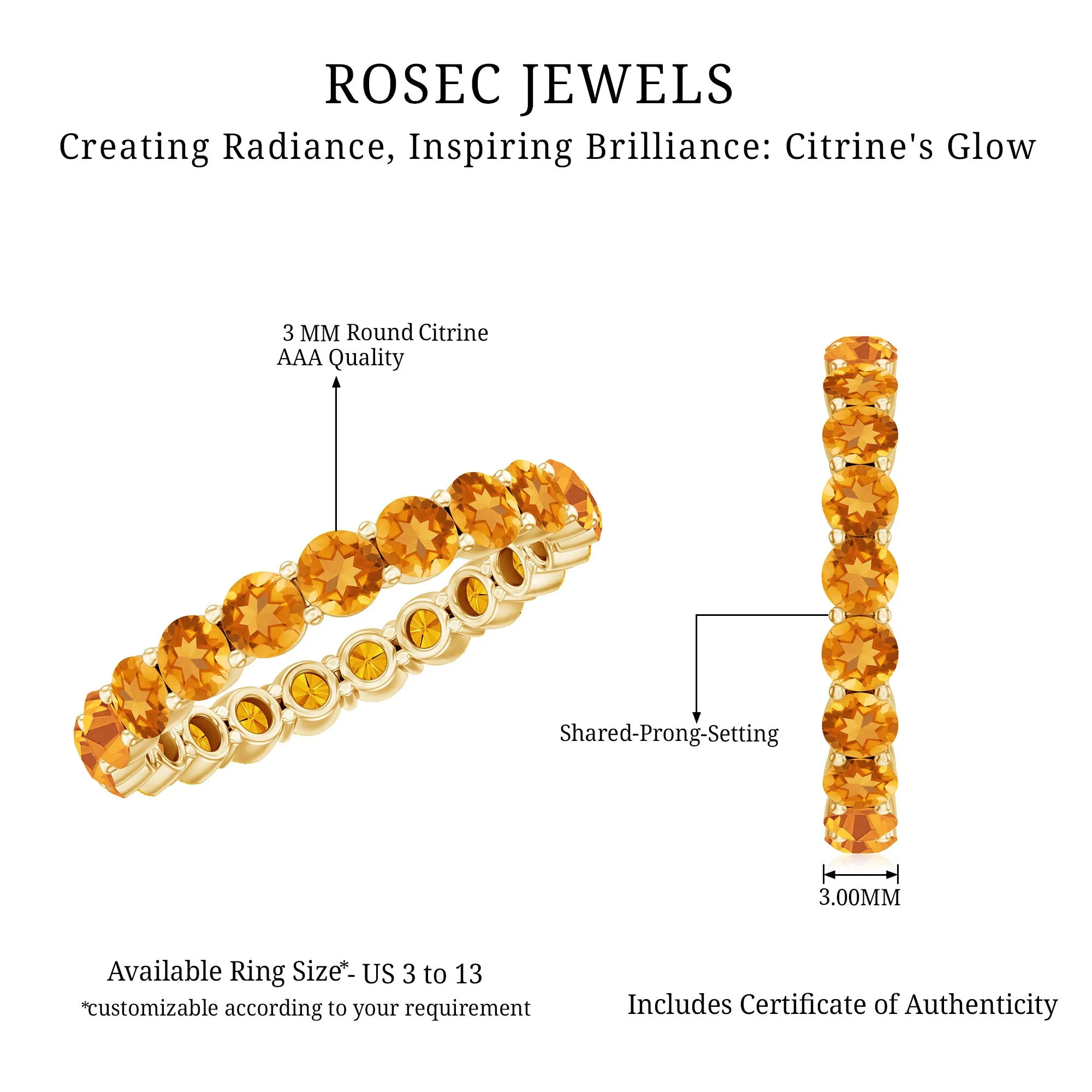 2 CT Citrine Full Eternity Band for Women