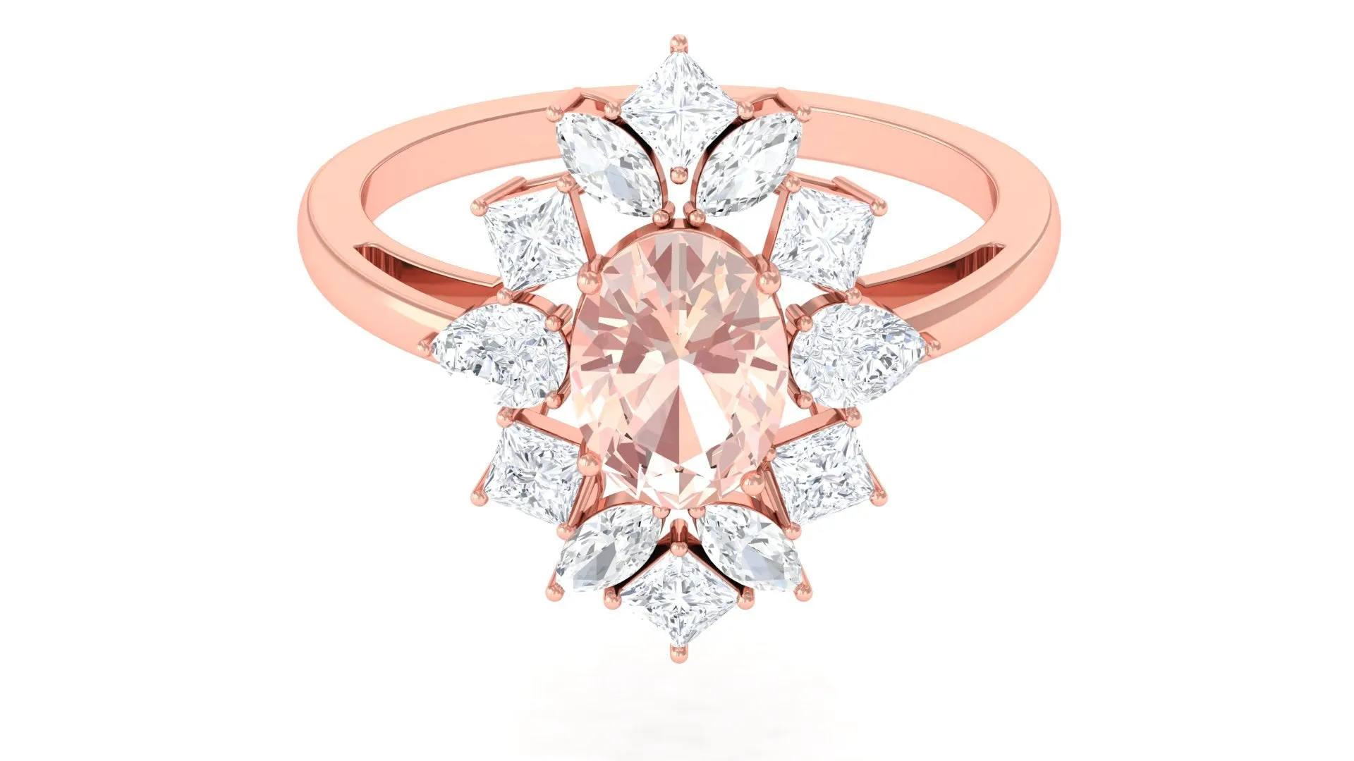 2.25 Carat Morganite and Moissanite Cocktail Ring