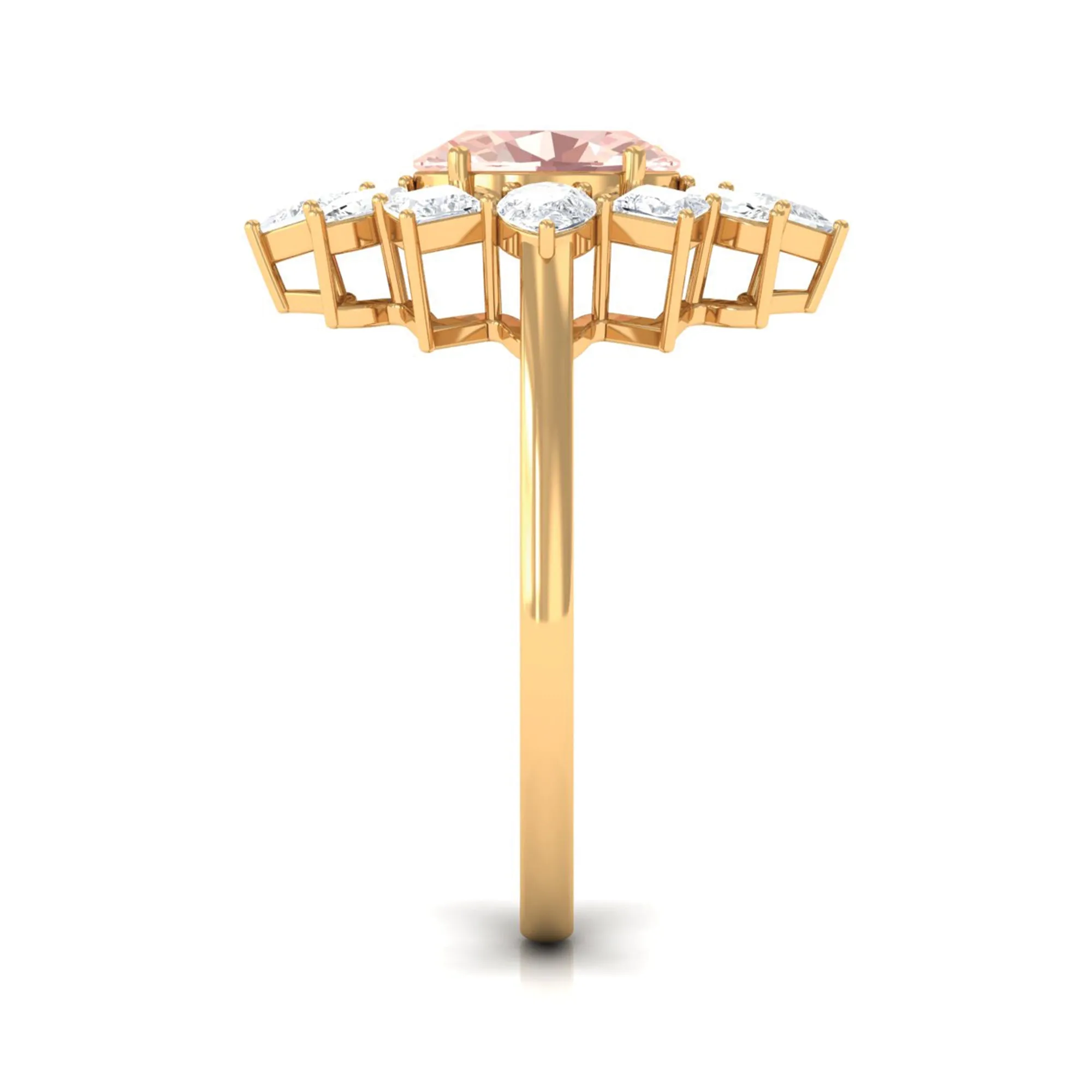 2.25 Carat Morganite and Moissanite Cocktail Ring