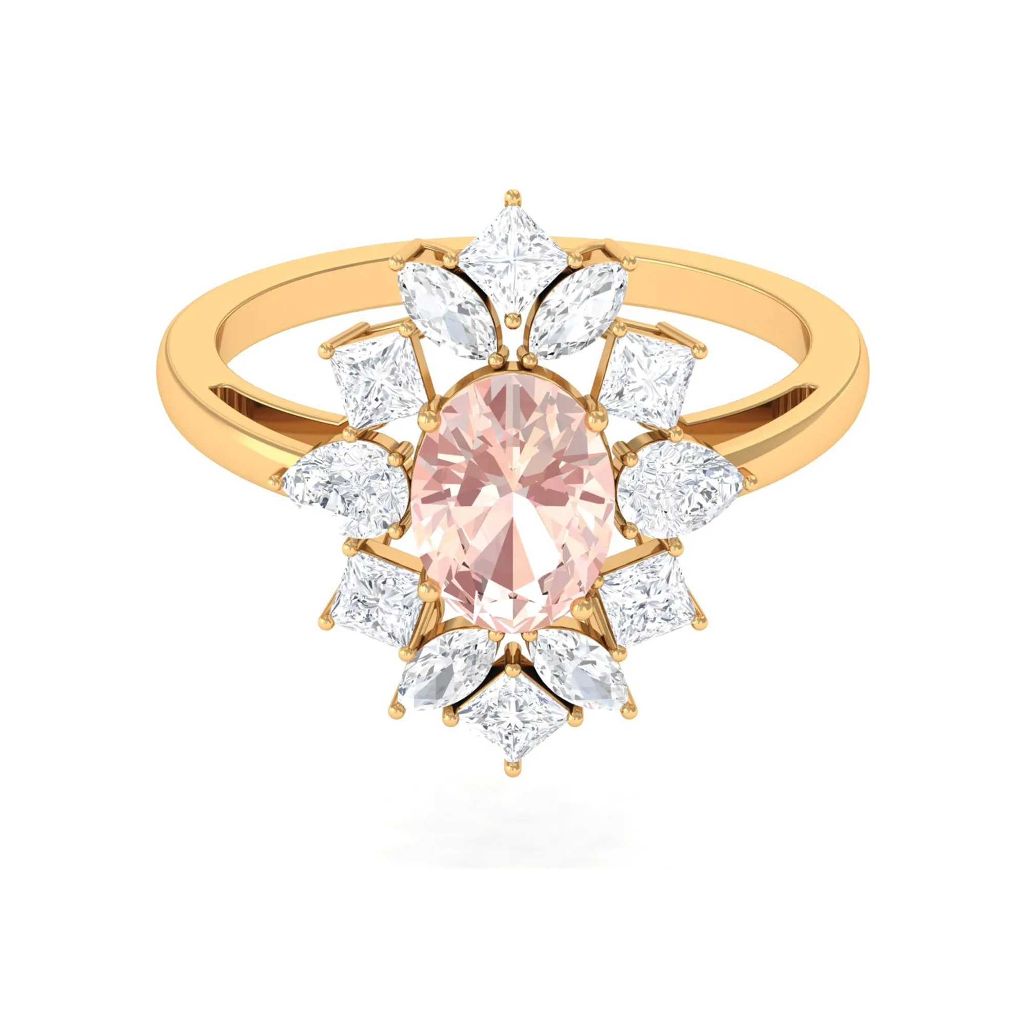 2.25 Carat Morganite and Moissanite Cocktail Ring