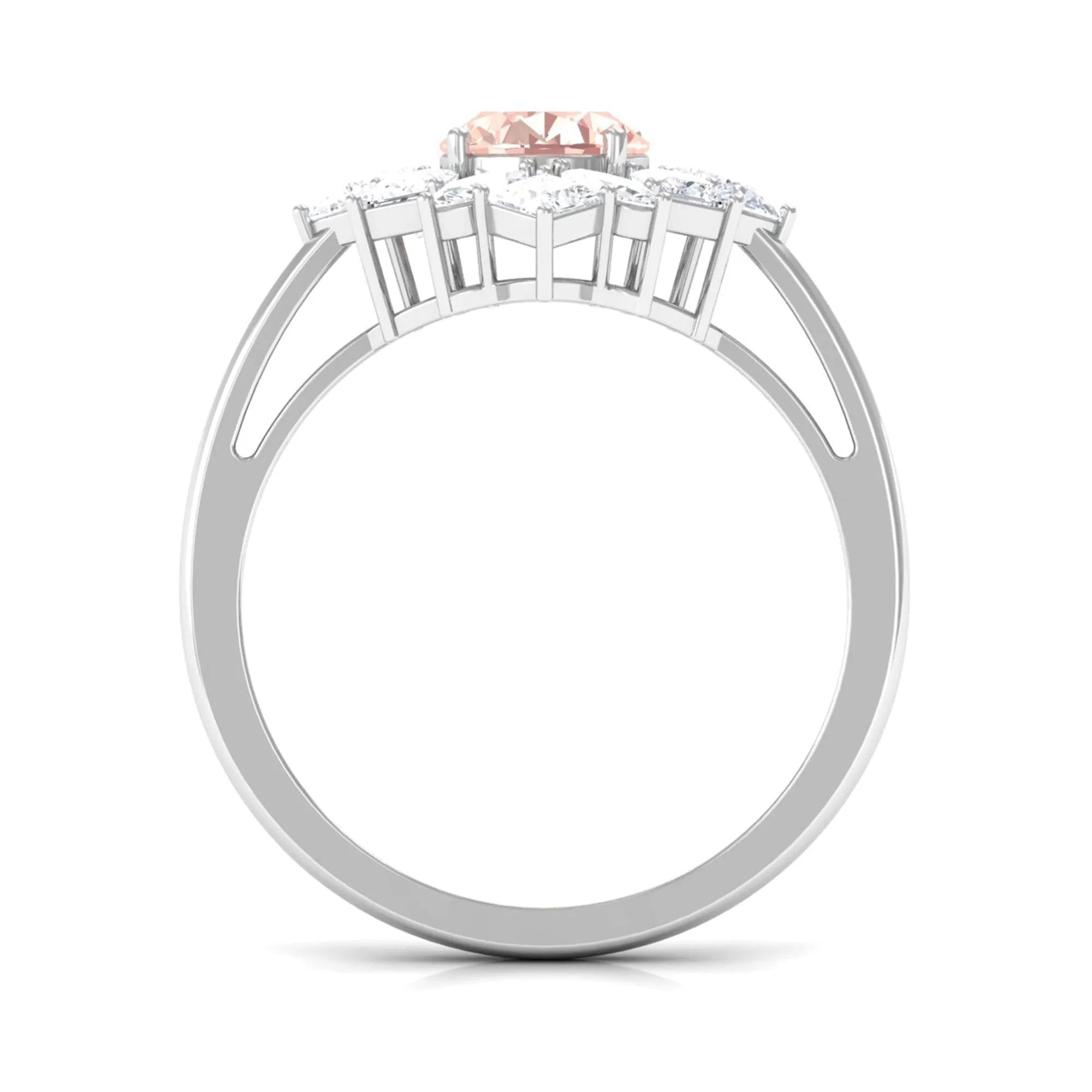 2.25 Carat Morganite and Moissanite Cocktail Ring