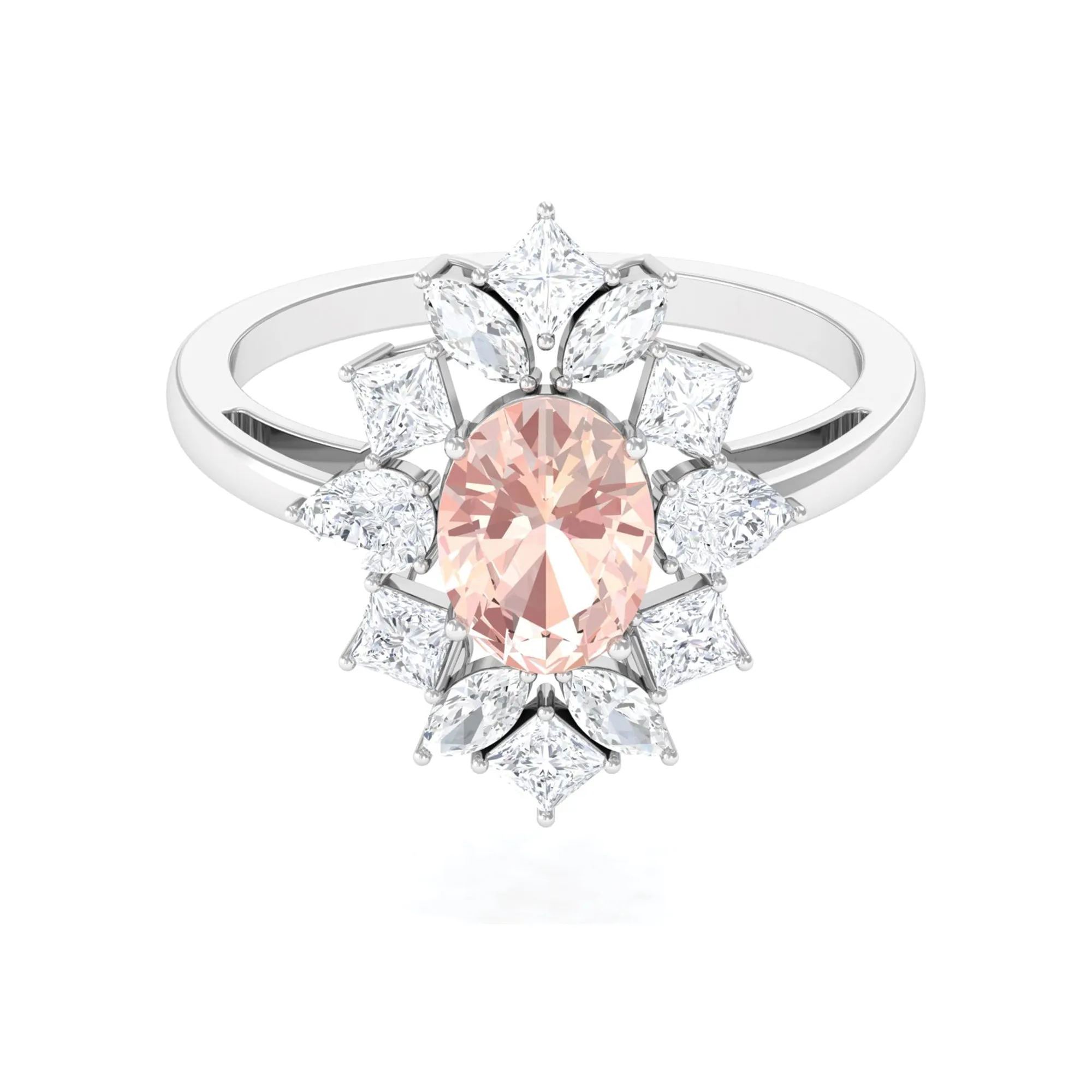 2.25 Carat Morganite and Moissanite Cocktail Ring