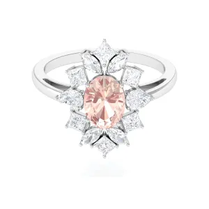 2.25 Carat Morganite and Moissanite Cocktail Ring