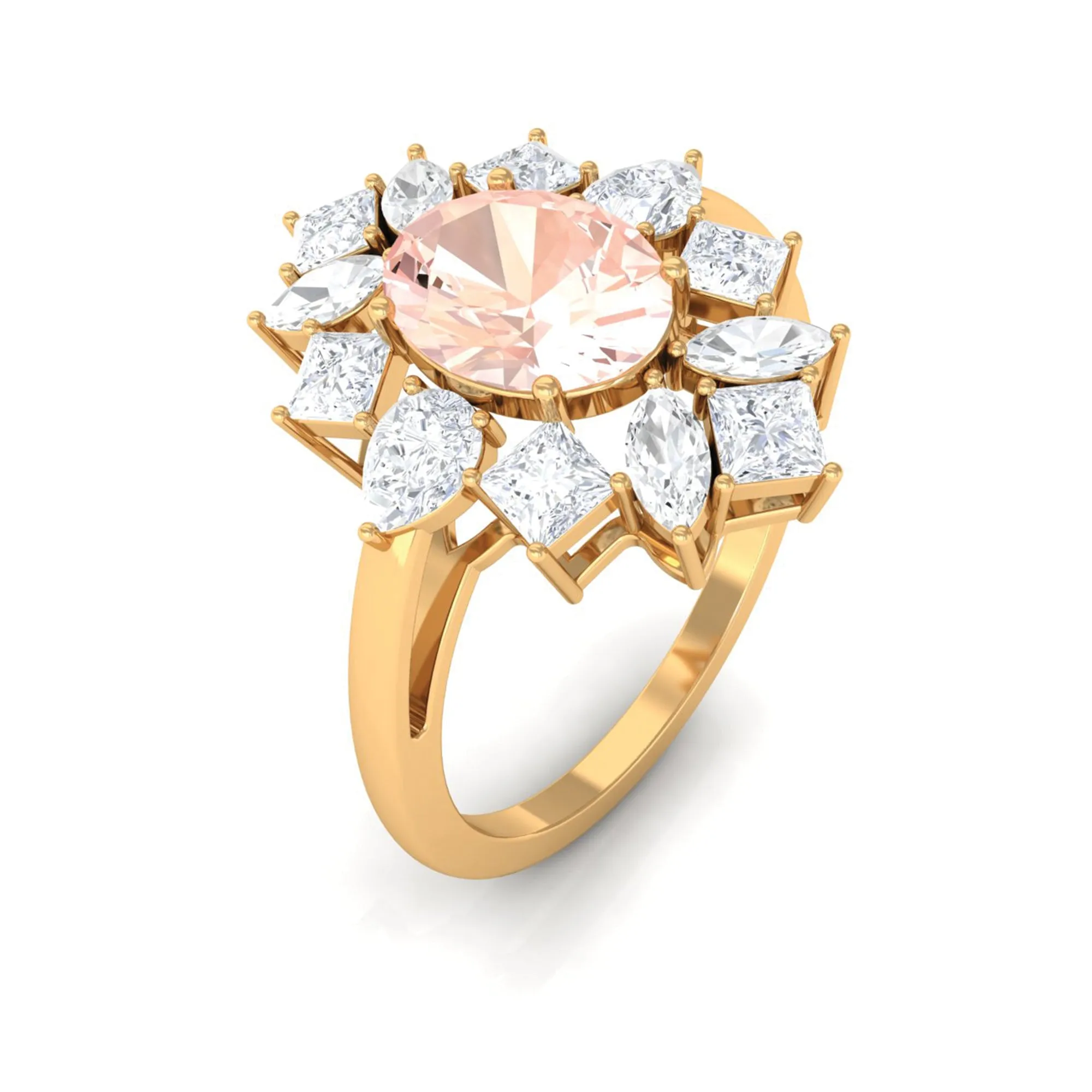 2.25 Carat Morganite and Moissanite Cocktail Ring