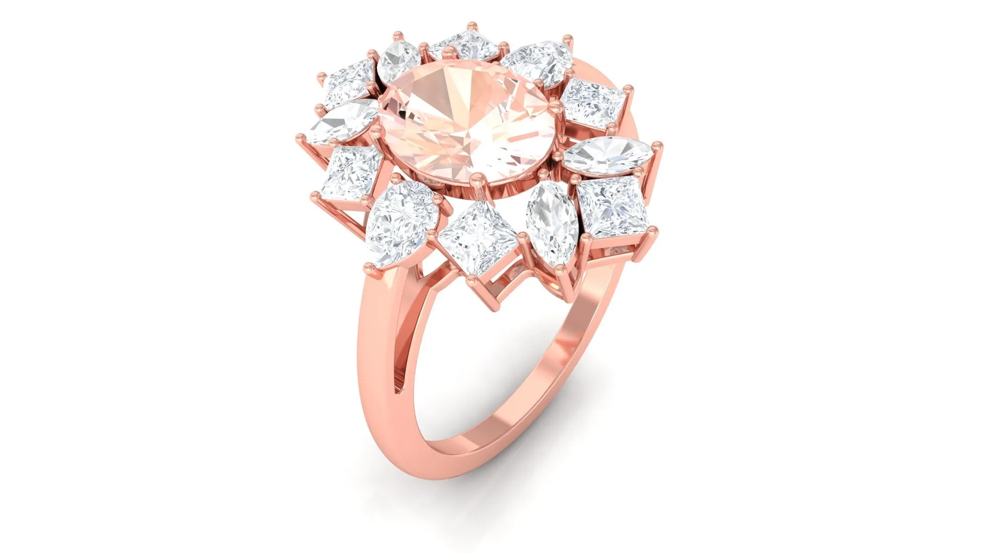 2.25 Carat Morganite and Moissanite Cocktail Ring