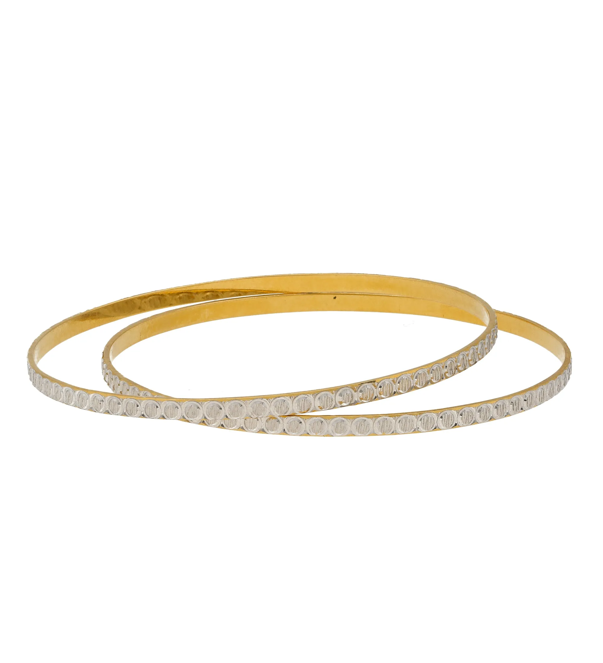 22K Yellow & White Gold Bangle Set of 10 (109.4gm)