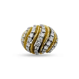 2.50ctw Round Brilliant Cut Diamond Bombé Cocktail Ring in 18k Two-tone Gold