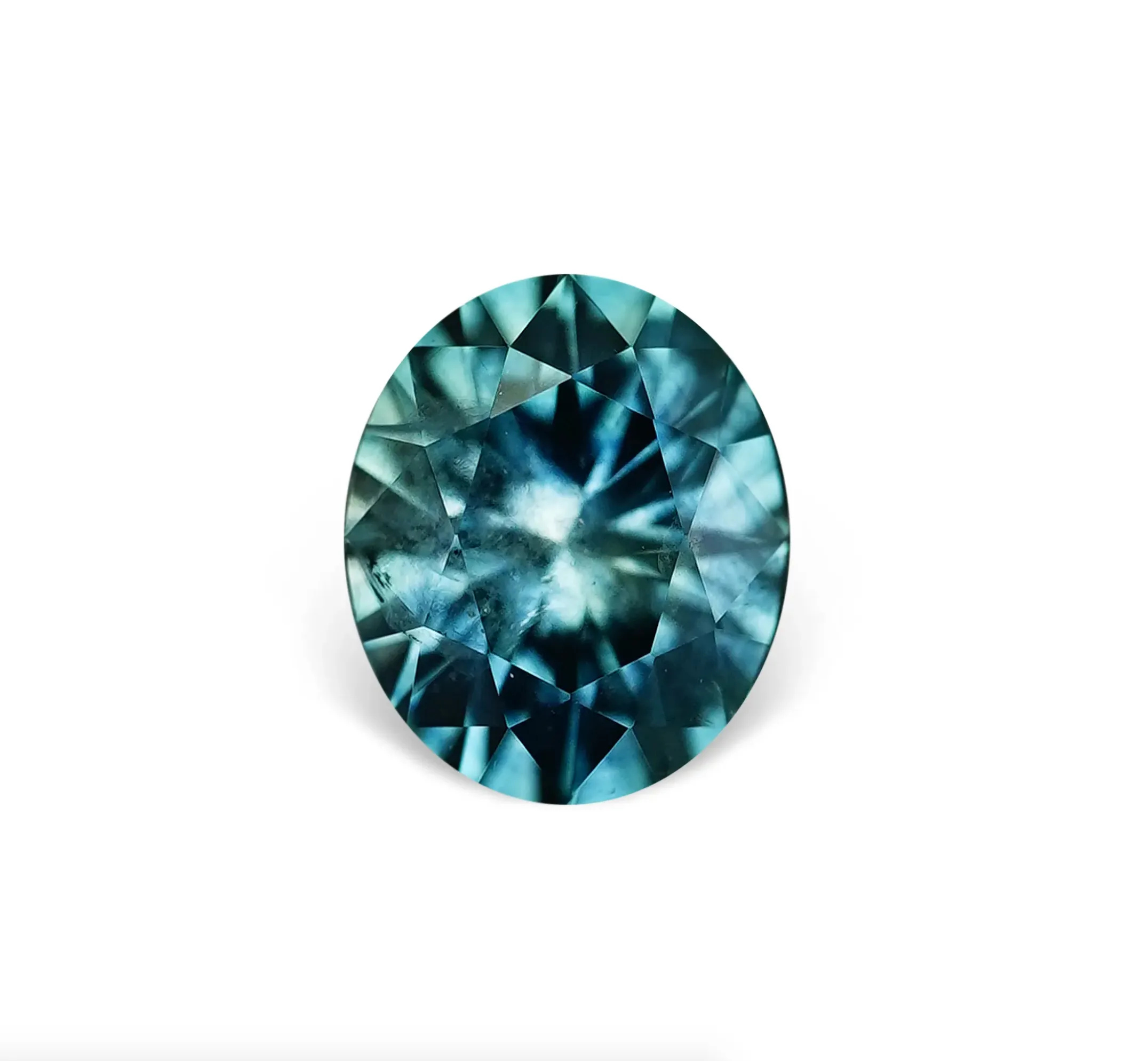 2.54CT OVAL BRILLIANT PRECISION CUT MONTANA SAPPHIRE, PARTI TEAL BLUE GREEN, 8.6x7.2MM