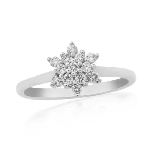 9ct White Gold Round Brilliant Cut Diamond Cluster Ring